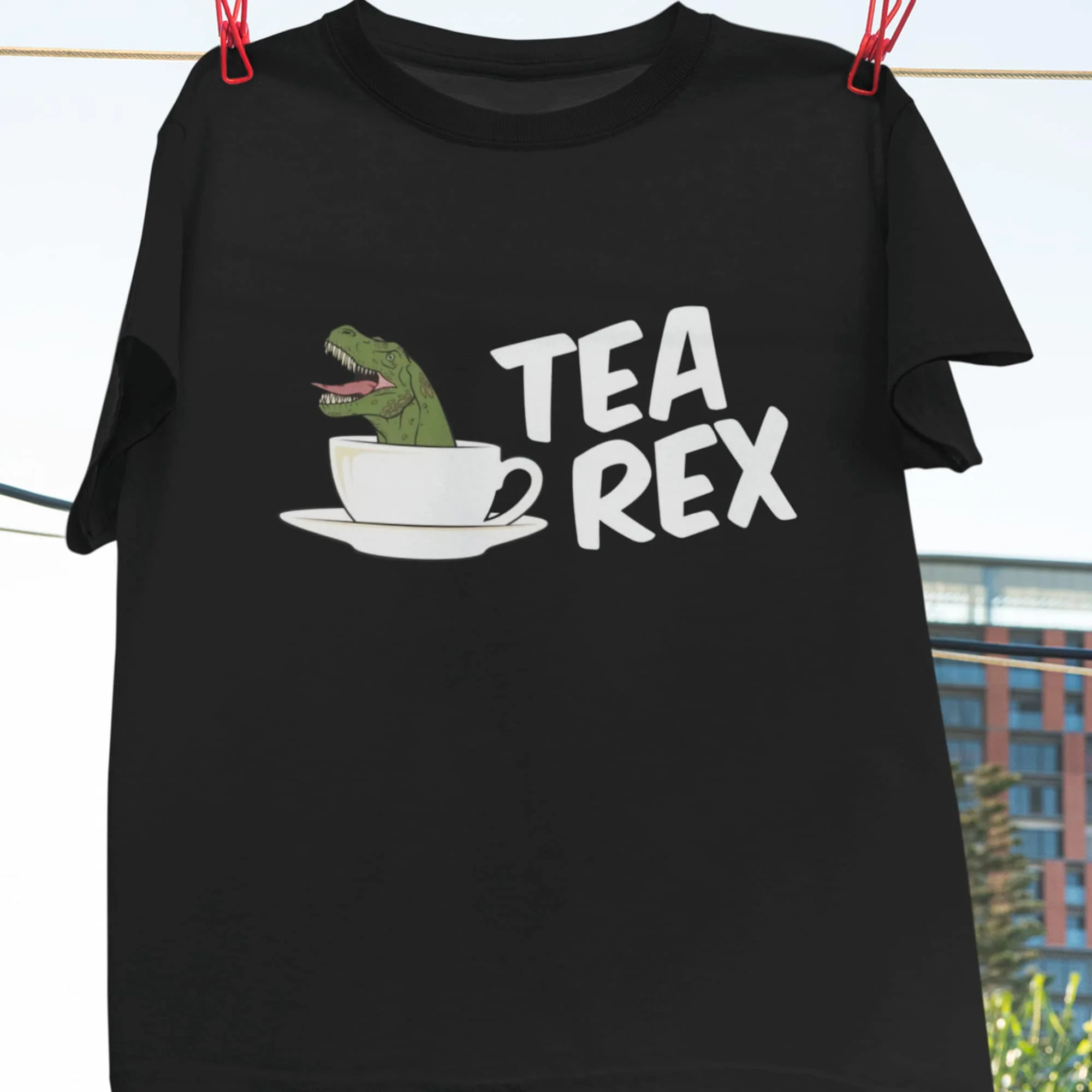 Tea Rex Cute Dinosaur Vintage T Shirt Dino Lover Cup Of Coffee Morning
