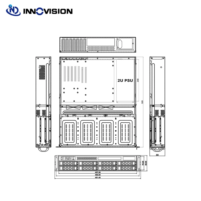 Ultra Rack 2U 8Bay Storage Server Case L520mm Support 2U Standard Redundant Powersupply MATX Motherboard NAS Server Chassis