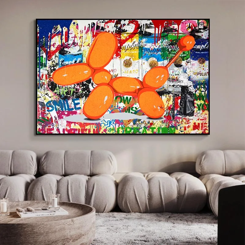 

Balloon Dog Graffiti Pop Art Canvas Painting Cartoon Poster Prints Graffiti Puppy Abstract Street Wall Art Painting Home Decor