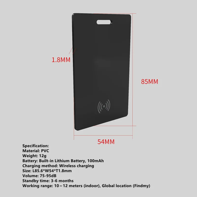 Ultra-thin Wallet Tracker Card Airtag GPS Locator Smart Tag Work With Find My APP Bluetooth Search Finder Device Wireless Charge