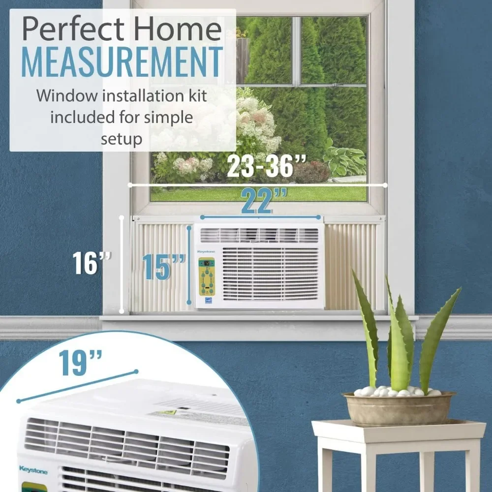 10,000 BTU Window-Mounted Air Conditioner with Follow Me LCD Remote Control, White