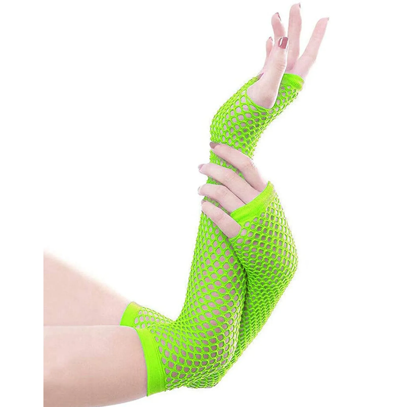 Neue Bunte Fishnet Fingerlose Lange Handschuhe Party Tragen Phantasie Kostüm Zubehör Sexy Mädchen Punk Goth Dance Mesh Handschuhe – Detail 2