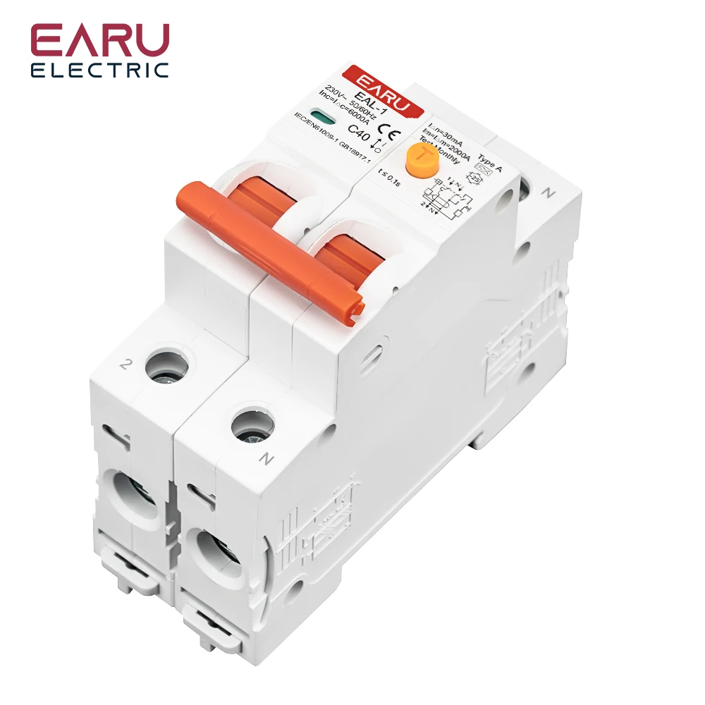 2P 30mA AC A B Type RCBO RCCB MCB Electronic Residual Current Circuit Breaker Ov