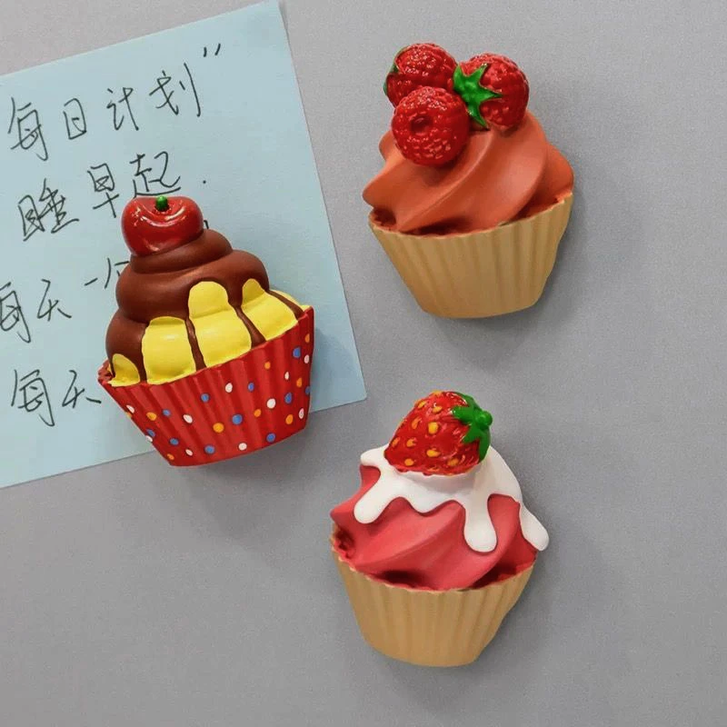 محاكاة الآيس كريم كعكة مخروط مغناطيس الثلاجة نكهة الفاكهة مخروط مغناطيس الثلاجة الحديد باب الغرفة الديكور الراتنج ديكور المنزل