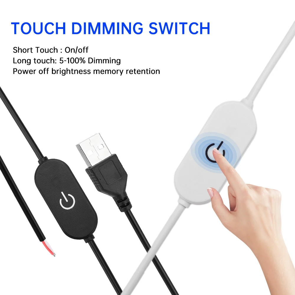 2A 5V 12V 24V USB Touch Dimming Switch Cable 2.0A to 2 Wire Output for Single Color LED Strip Lights led dimmer switch,led strip controller,smart dimmer switch,led strip switch,led string dimmer,led dimmer controller