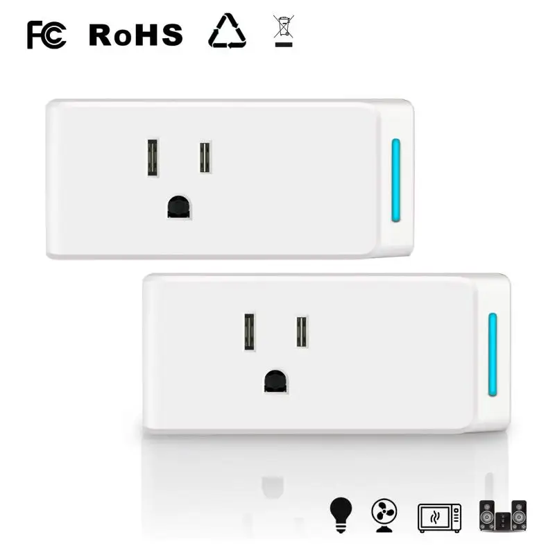 

Умная настенная розетка с 2 USB-портами, таймером и голосовым управлением