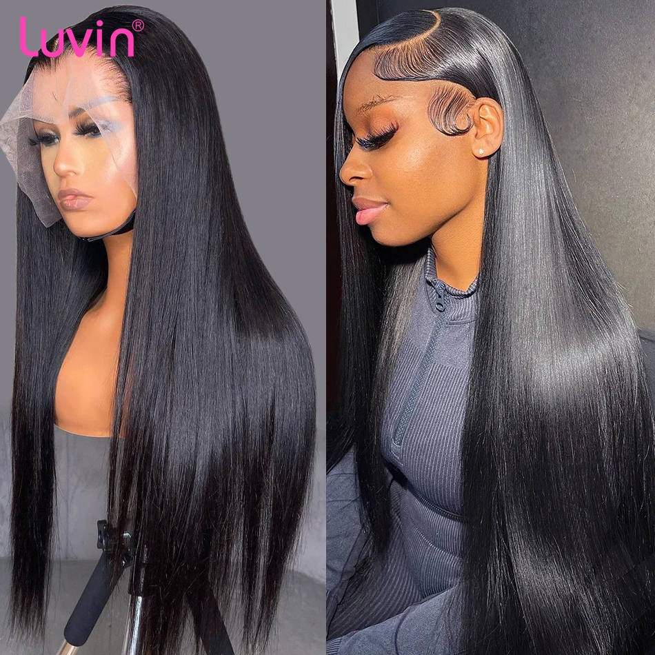 Luvin Brazilian Straight 13x4 13x6 Lace Front Human Hair Wigs 180% For Black Women Remy 30 40 Inch 4x4 Lace Closure Frontal Wig