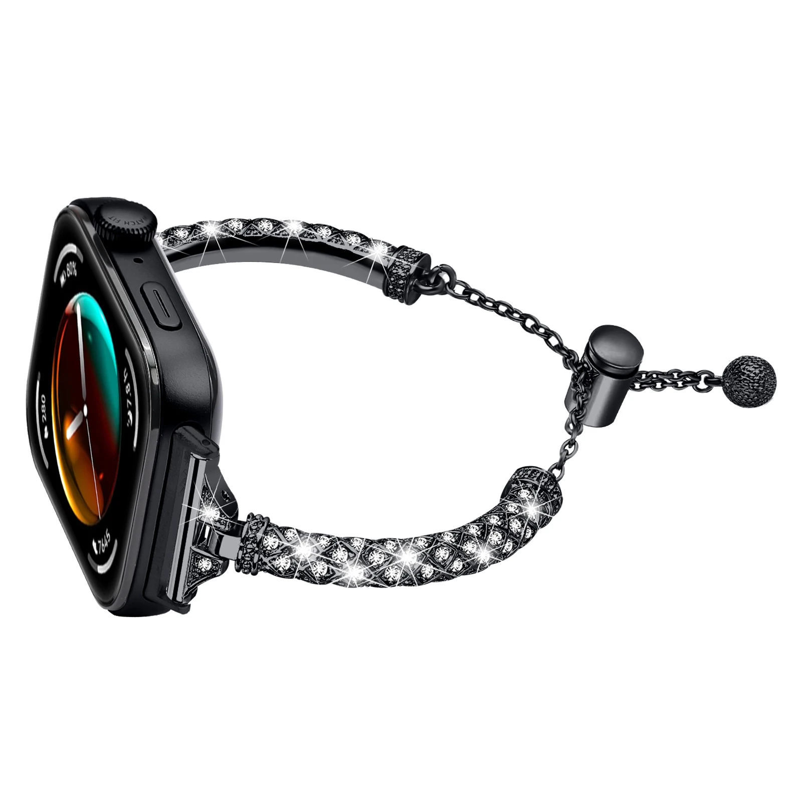 Diamond-Encrusted Stainless Steel Fashion Strap