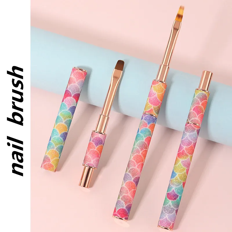 Rainbow Gradient Nail Art Brush Gradient Nail Brush Line Painting Brushes Nails Crystal Acrylic Liner Drawing 5