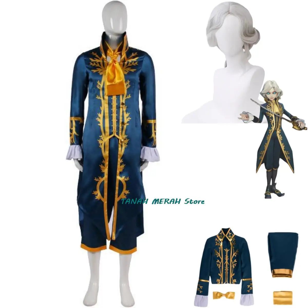 

Anime Game Identity ⅤJoseph Desaulniers Cosplay Costume Photographer Former Count Desaulniers Uniform Wig Man Woman Party Suit