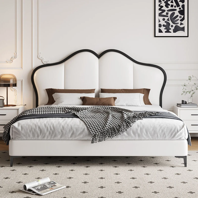 Black Nordic Double Bed Sleeping Designer Whitr Storage Headboard Twin Bed Frame Elegant Castle Cama De Casal Home Furniture