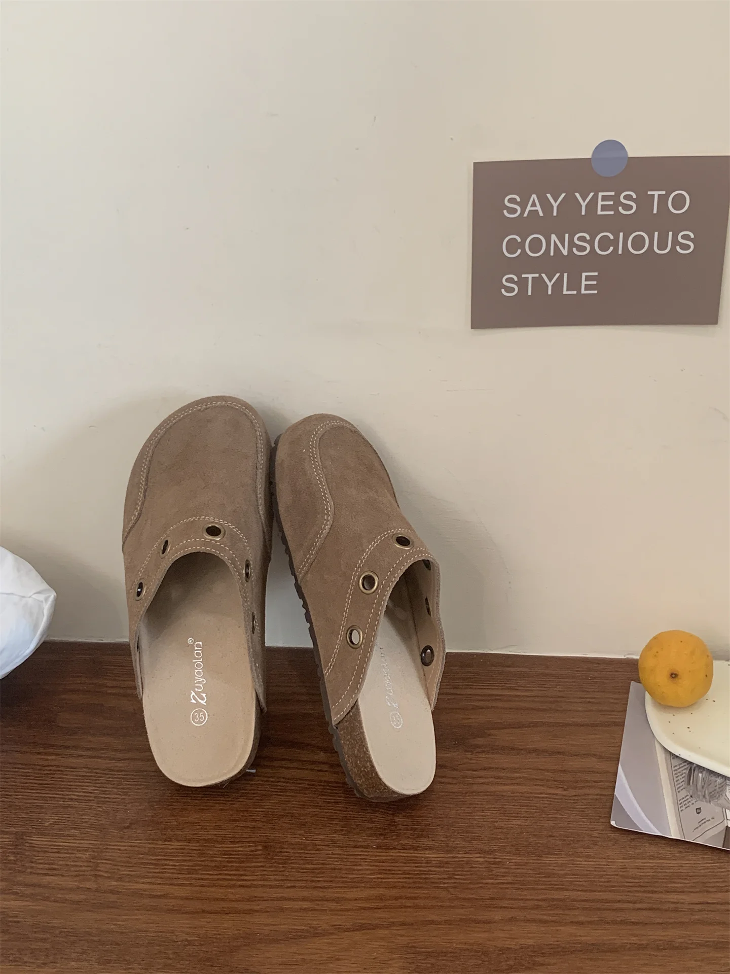 Suede Adjustable Strap Cork Footbed Mules For Women Arch Support_voghion.com