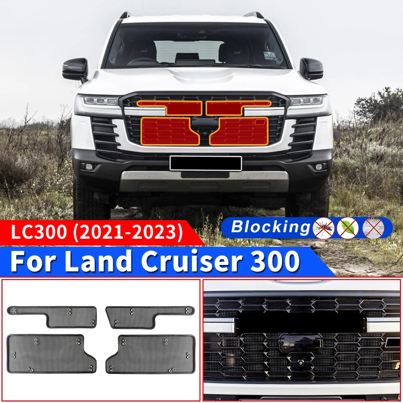

For Toyota Land Cruiser 300 GR GR-S Lc300 2022 2023 Tuning Exterior Upgraded Accessories Stainless Steel Wire Mesh, Front Grille