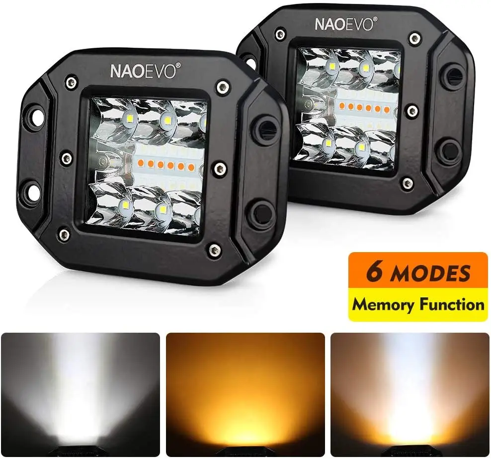 NAOEVO السيارات Led أضواء ستروب 2 اللون 6 وضع ضوء بار/ضوء العمل سيارة الضباب الخفيف قارب جيب شاحنة Atv SUV قبالة الطريق 4x4 Acessorios