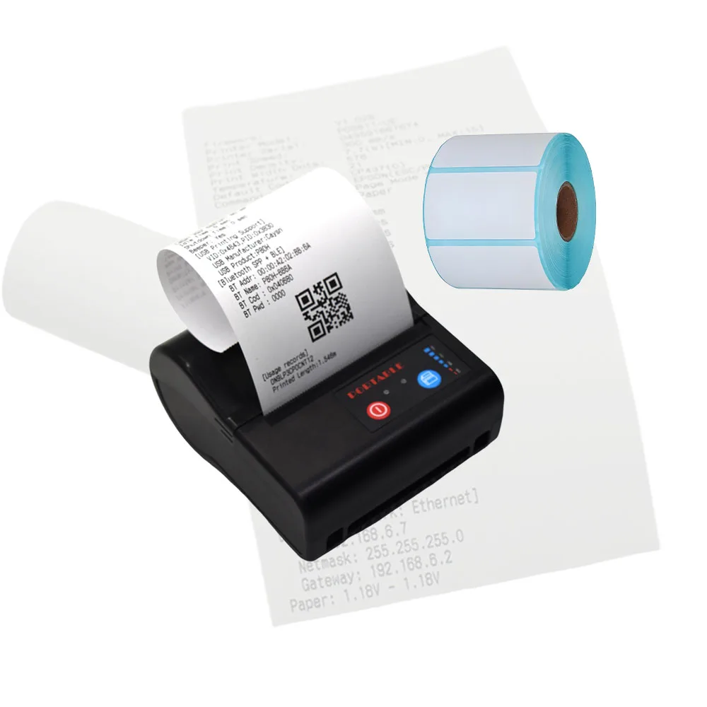 80mm 휴대용 미니 빌 프린터 무선 휴대용 미니 열 영수증 라벨 프린터 기계 휴대 전화와 호환 가능