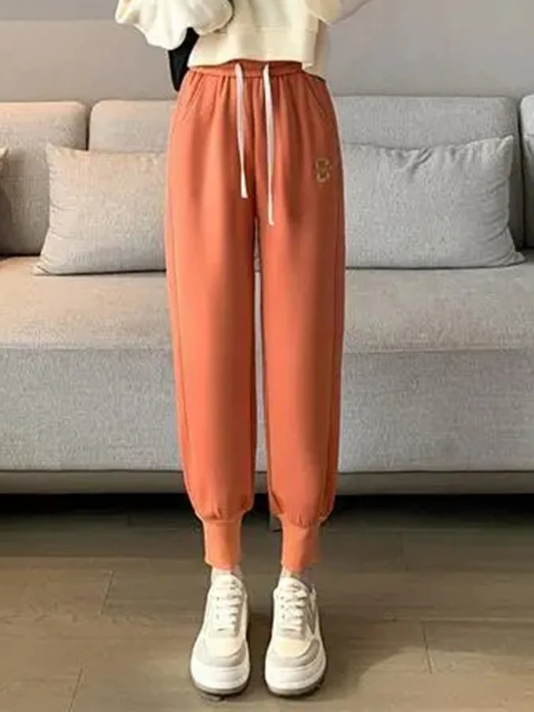 Add Velvet Ankle-length Warm Sweatpant Pant Casual Winter Running Wear Slim Fit Jogger Pantalone Chic Chic Thicken Plush Spodnie