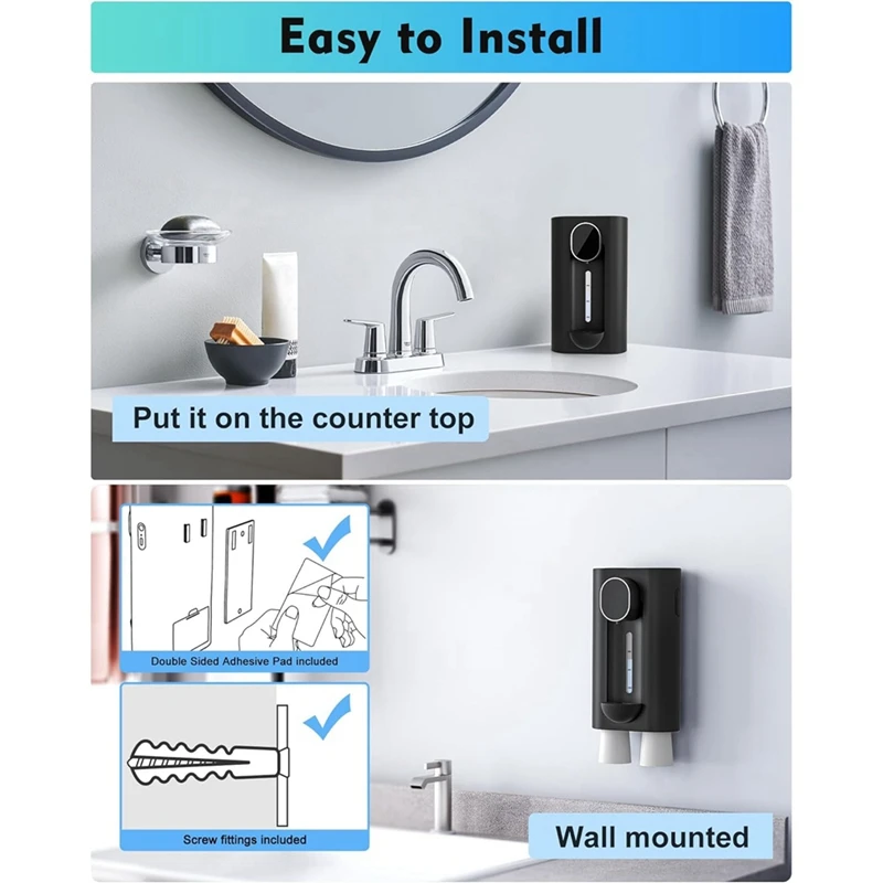 Mouthwash Dispenser For Bathroom, 18.26 Oz (540Ml) Touchless Auto Mouth Wash Dispenser With Magnetic Cups 4