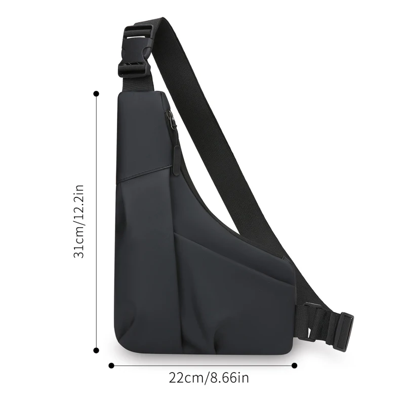 Men's crossbody bag, side backpack, multifunctional chest bag, suitable for outdoor sports and daily commuting, adjustable lengt