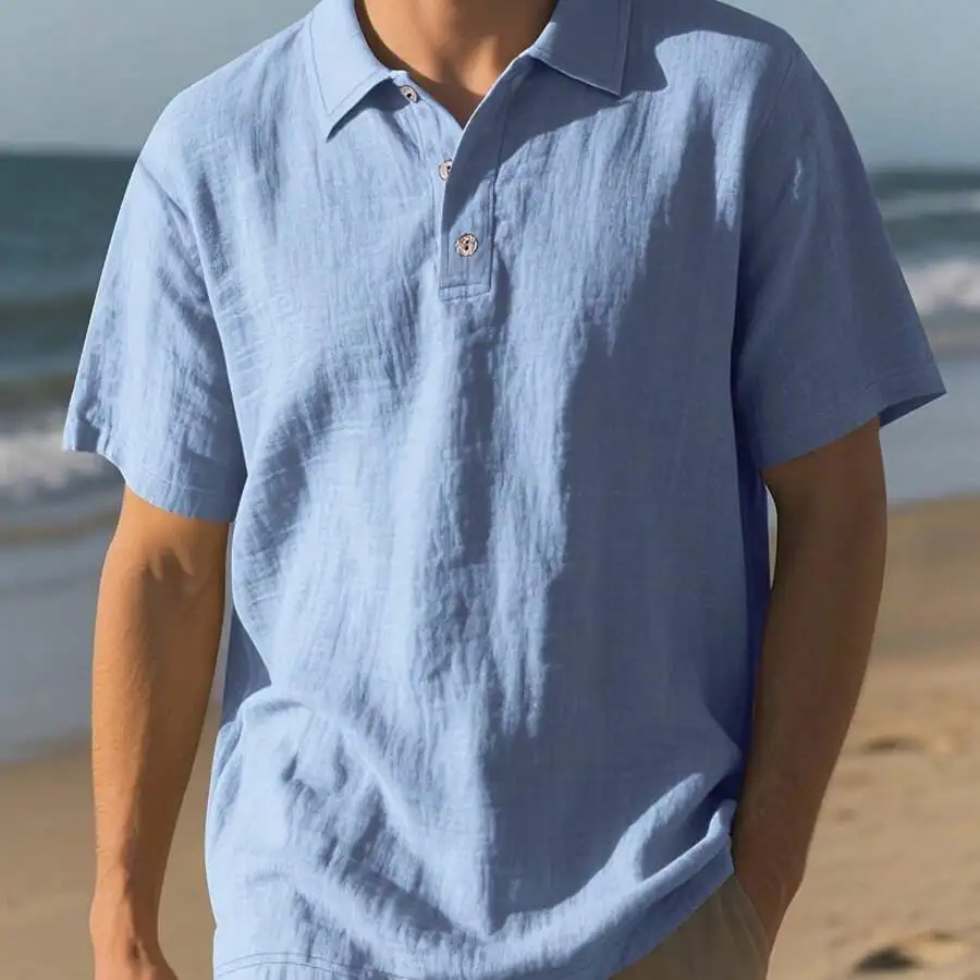 Mens Lightweight Breathable Linen Shirts for Outdoors