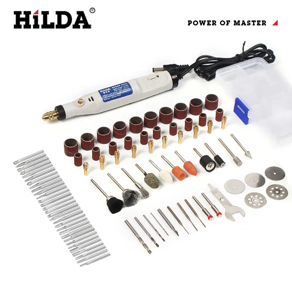 HILDA 18V Engraving Pen Mini Drill Rotary Tool With Grinding Accessories Set Multifunction Mini Engraving Pen