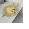 13inch Luxury Hollow Flower Tray Plastic Home Dining Plate Wedding Dessert Cake Tray Western Steak Kitchen Dish Charger 100pcs 2
