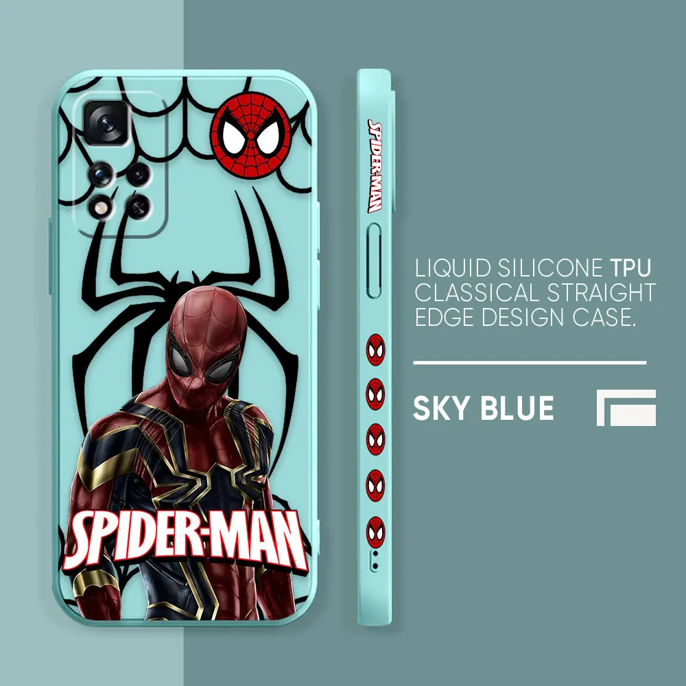 thumbnail image 1 of Case For Redmi Note 12 11 11T 11R 11E 9 9S 8 7 7S PRO PLUS 4G 5G Colour Simple Liquid silicone Case Marvel's Hero Spider-Man, 1 of 5