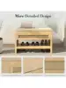 Apicizon Rattan Shoe Storage Bench Whith Cushion Thickened Wood Entryway Bench with Storage Drawer Farmhouse Shoe Rack B 4