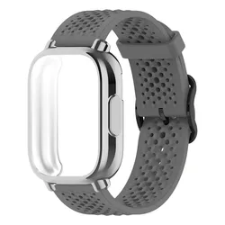 Enhanced Sport Band Protector Case with Silicone Strap - Full Cover TPU Soft Shell for Redmi Watch 5Lite (Dark Grey)