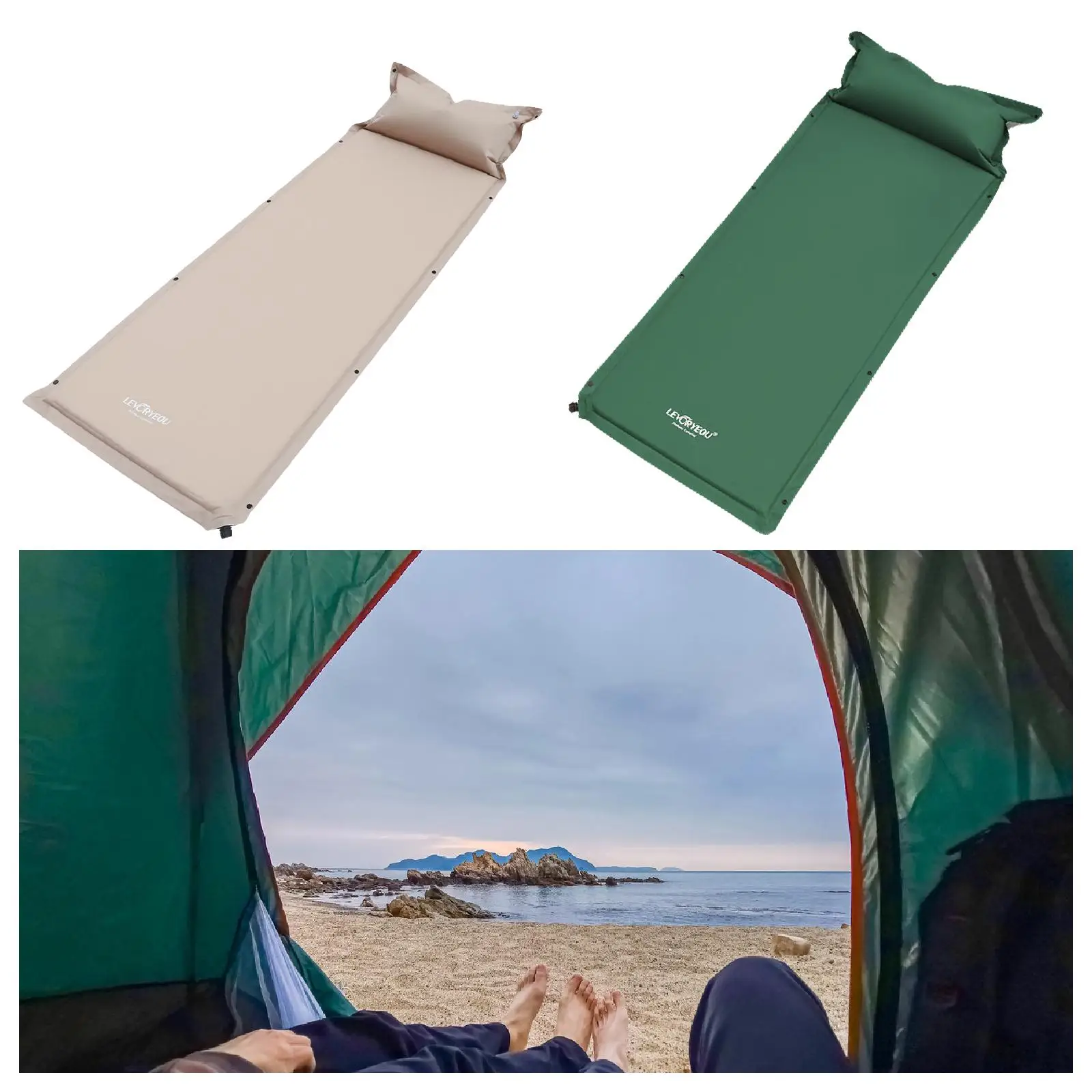 Inflating Mattress Inflatable Sleeping Mat Cushion Waterproof Foldable Outside Portable for Camping Balcony Backpacking Indoor