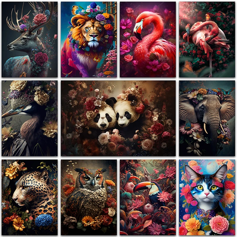 

5D DIY Diamond Painting Flower Animal Fox Flamingo Panda Lion Home Decoration Full Square&Round mosaic embroidery Cross stitch