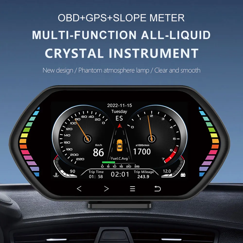 F12 HUD OBD GPS  ÷ 4.5 ġ ڵ  ӵ,   µ ˶   LCD ȭ