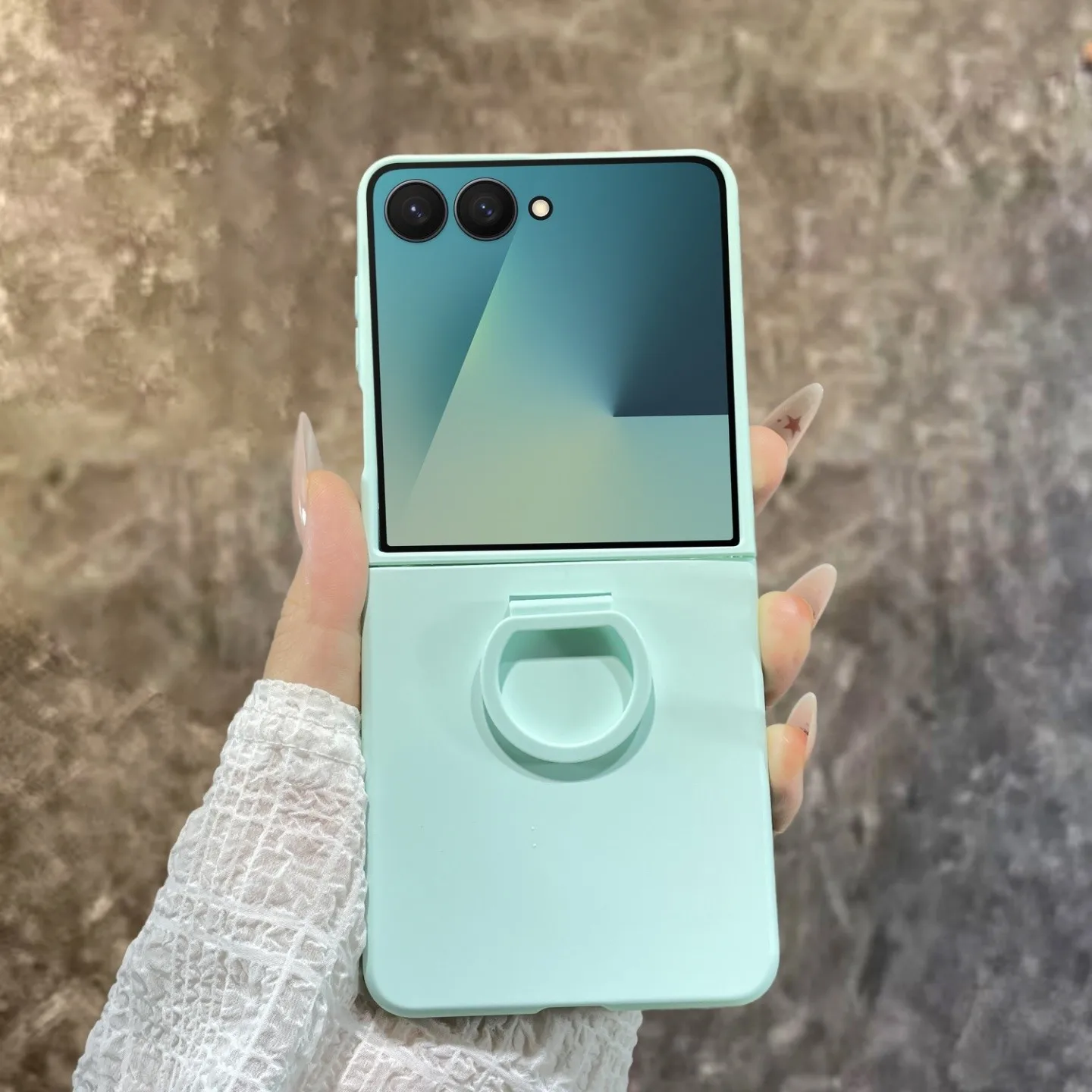 Matte Color Finger Ring Holder Protective Case - Durable PC Hard Shell Back Cover