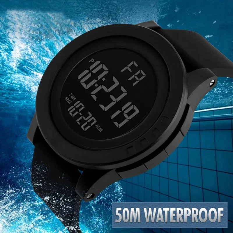 Classic Digital Watch for Men Electronic Waterproof LED Alarm Stopwatch Sport Casual - 4