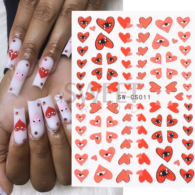 Heart nails  Pretty nails, Heart nails, Acrylic nails