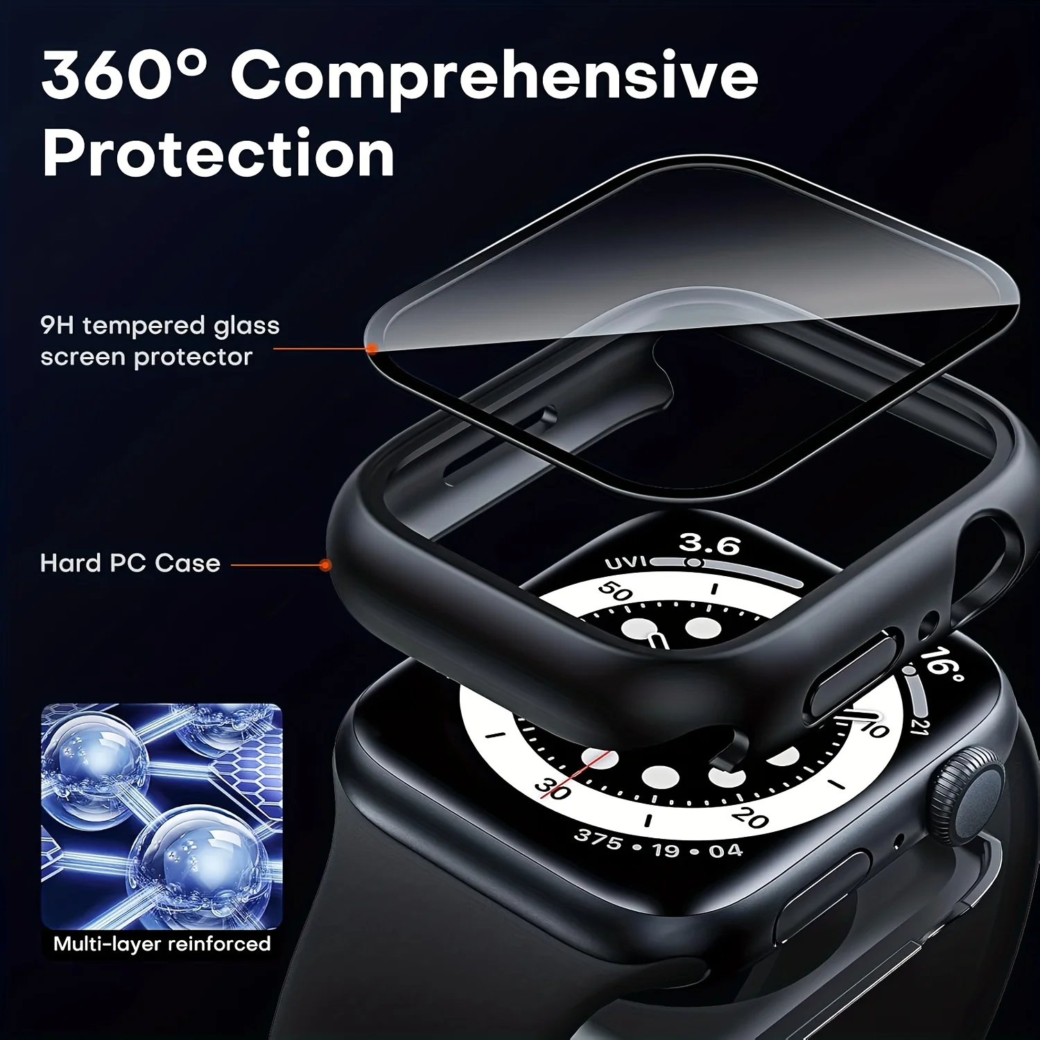 Premium Tempered Glass Protective Case for Smartwatch - 2 Pack Screen Protector Covers