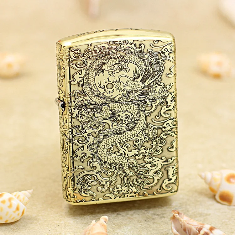 

Оригинальная зажигалка Zippo China Dragon oil, медная ветрозащитная сигаретная керосиновая зажигалка, подарок с кодом защиты от подделки