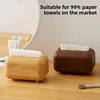 Tissue Box Table Napkin Rings Tissue Case Paper Box Container Bamboo Cover Solid Wood Storage Box Home Room Shelf Organizer 3