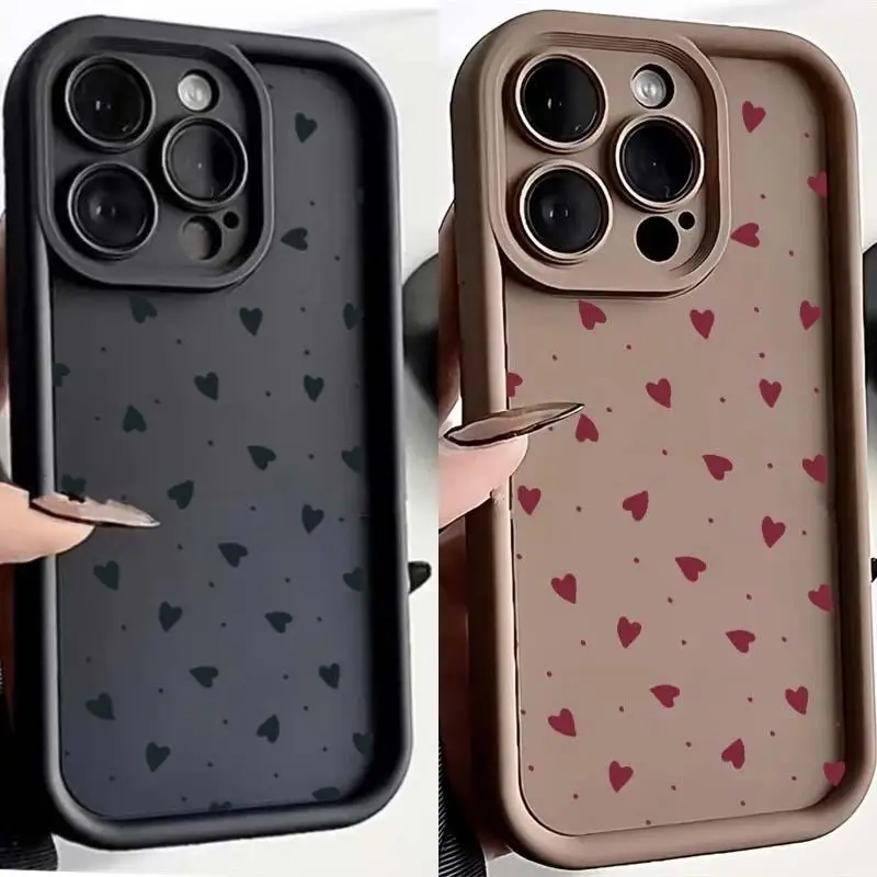 Chic Love Heart Pattern Shockproof Matte Silicone Phone Case