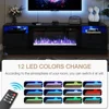 Fireplace TV Stand with 36" Electric Fireplace, LED Light Entertainment Center, Modern Wood Texture Entertainment Stand 4