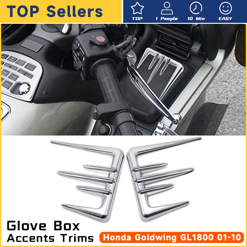 

Motorcycle Chrome Glove Box Accents Trims For Honda GL1800 GL1800A GL 1800 Goldwing Gold wing 2001-2010 2009 2008 ABS