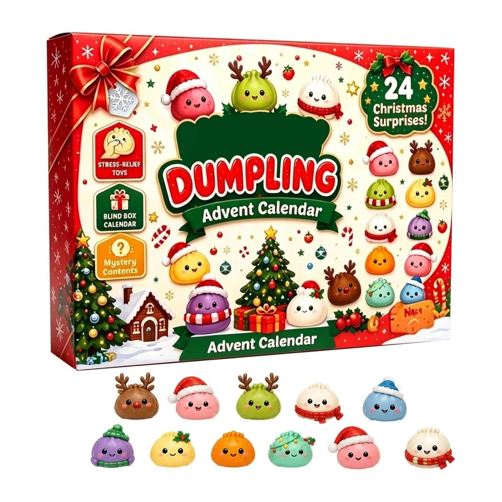 24‑Days Christmas Dumpling Advent Calendar Gift Set, Holiday Countdown Ornaments, Desktop Decor, Festive Party Favor Gifts