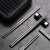 5 Pairs of Metal Chopsticks Household High Temperature Sterilizable Non-slip Stainless Steel Chopsticks Set Kitchen Accessories 3