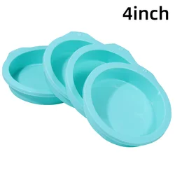 Silicone Bakeware Mold Set: Round Cake Layer Set for Rainbow Cake and Mousse (4in green 4pcs)