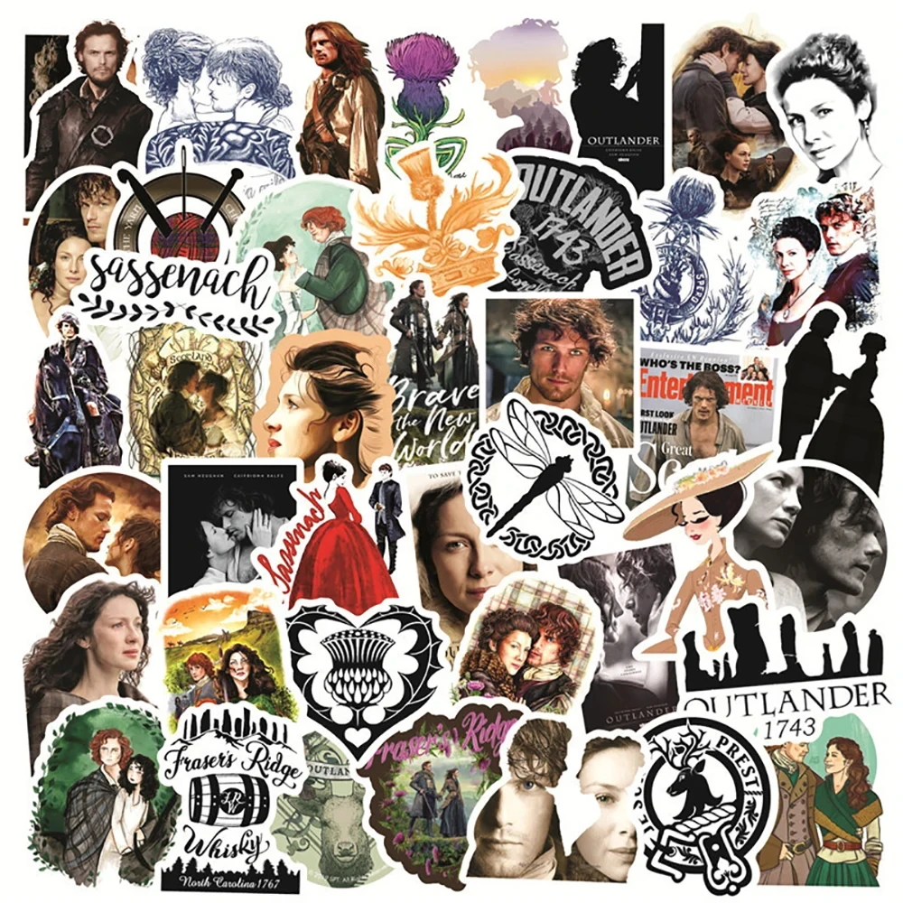 50PCS/Bag Classic TV Show Outlander Waterproof Stickers Travel Luggage Guitar Fridge Laptop Cool Sticker Decal Kid Toys Gift