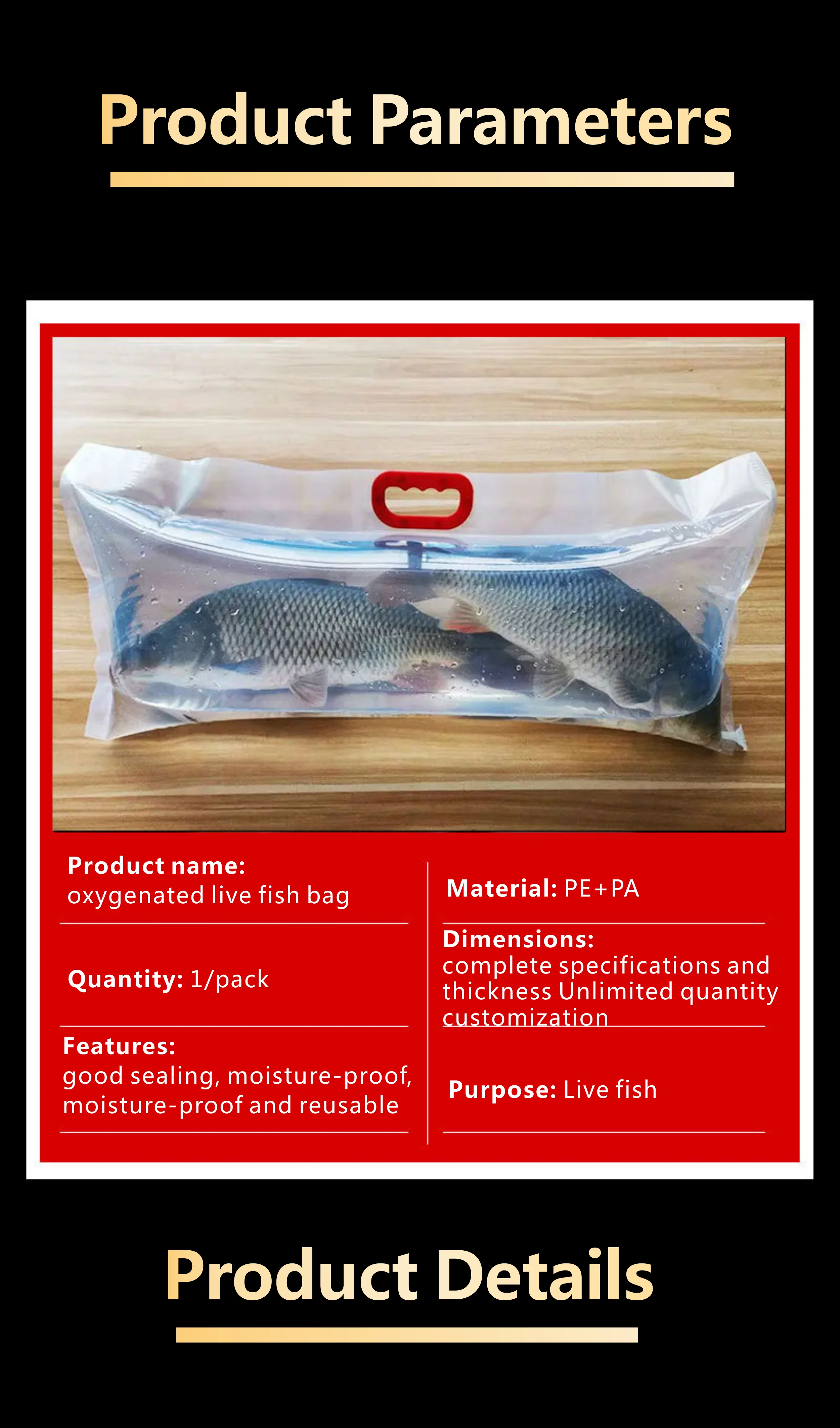 Live fish commercial transportation packaging bags Animal storage