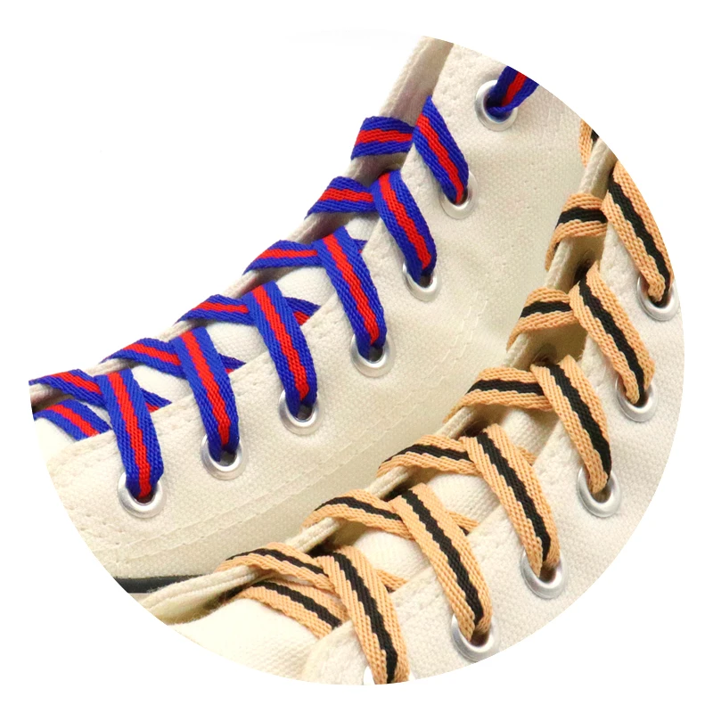 

Повседневные Шнурки Weiou 2 цветов 7 мм, комбинированные высококачественные мужские и женские кроссовки с плоской веревкой, бежевые, черные, синие, красные, двухцветные