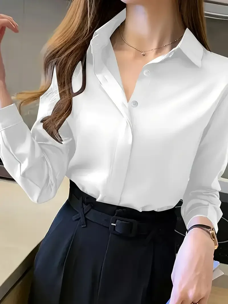 مزاجه فضفاض امرأة قميص أزياء عارضة بلوزة أنيقة طويلة الأكمام امرأة قميص عطلة نهاية الأسبوع الأعلى