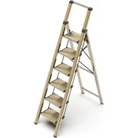 6 Step Ladder for 12 Feet High Ceiling, Lightweight Aluminum Folding Step Stool with Convenient Handgrip, Stepladde