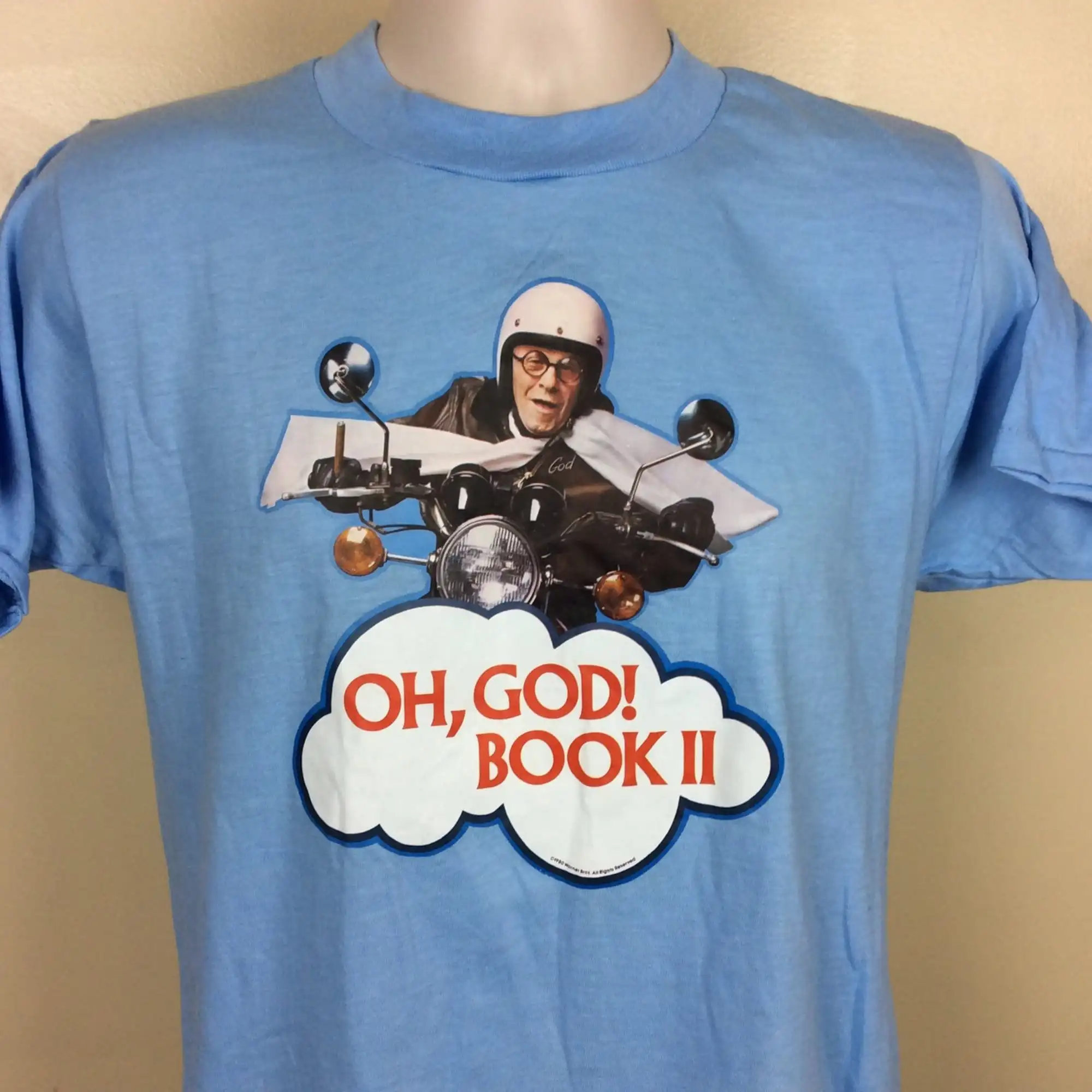 Vtg 1980 Oh God Book Ii Tshirt Blue M/L 80S George Burns Comedy Movie Screen Stars