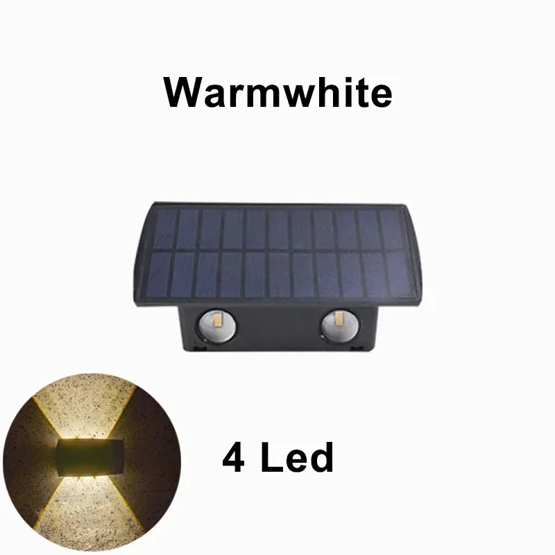 1-5 Pcs Solar LED Wall Light Outdoor Waterproof Up and Down Lights 4/6 LED Fence Lighting for Wall Balcony Courtyard Garden